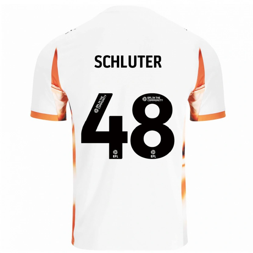 Danxen Mujer Camiseta Gabriel Schluter #48 Blanco Naranja Negro 2ª Equipación 2025/26 La Camisa