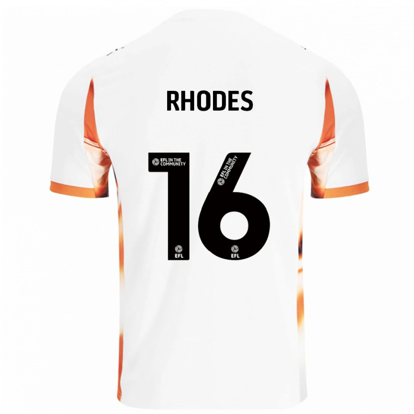 Danxen Mujer Camiseta Jordan Rhodes #16 Blanco Naranja Negro 2ª Equipación 2025/26 La Camisa