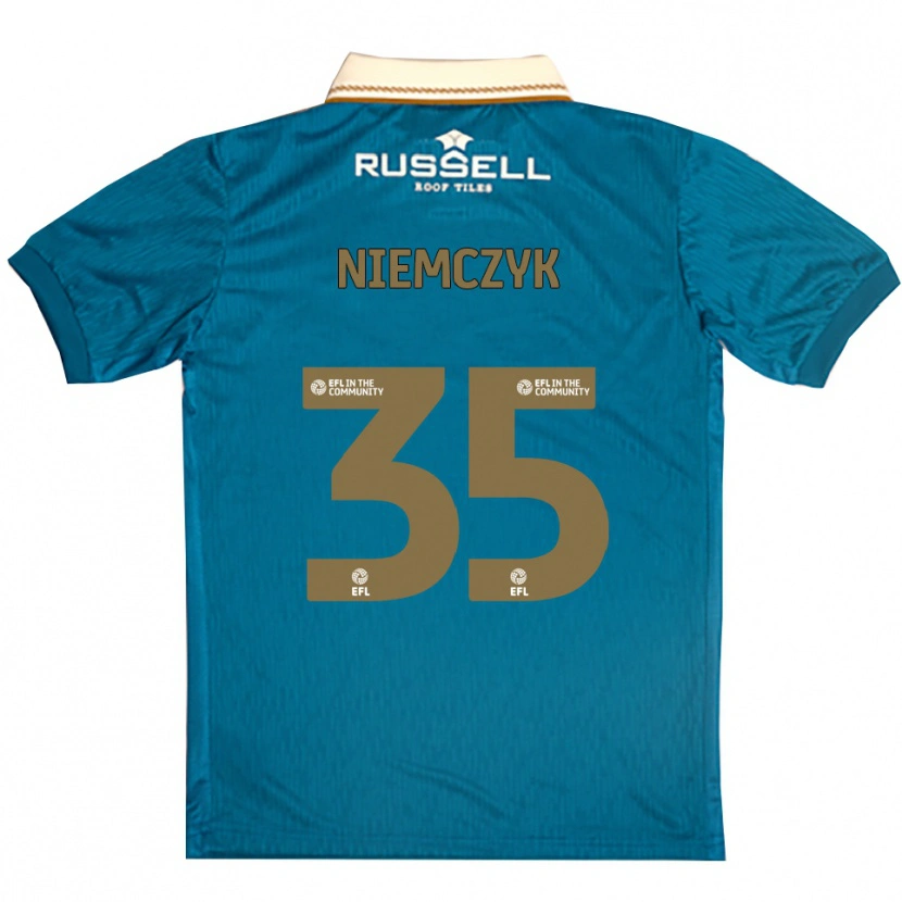 Danxen Mujer Camiseta Jakub Niemczyk #35 Celeste Blanco 2ª Equipación 2025/26 La Camisa