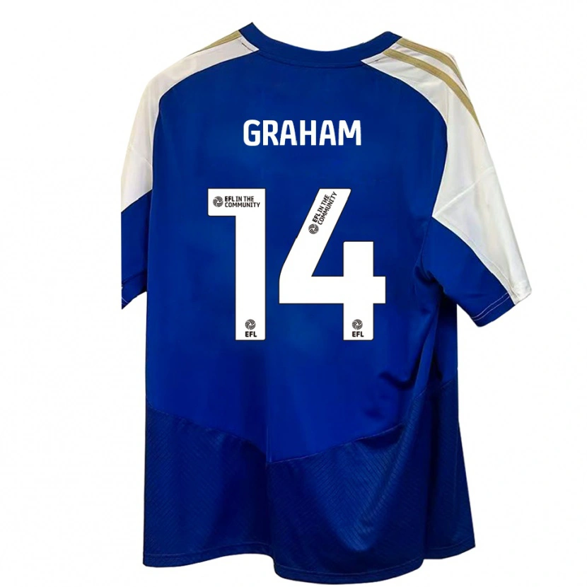 Danxen Mujer Camiseta Callum Graham #14 Azul Blanco Dorado 2ª Equipación 2025/26 La Camisa