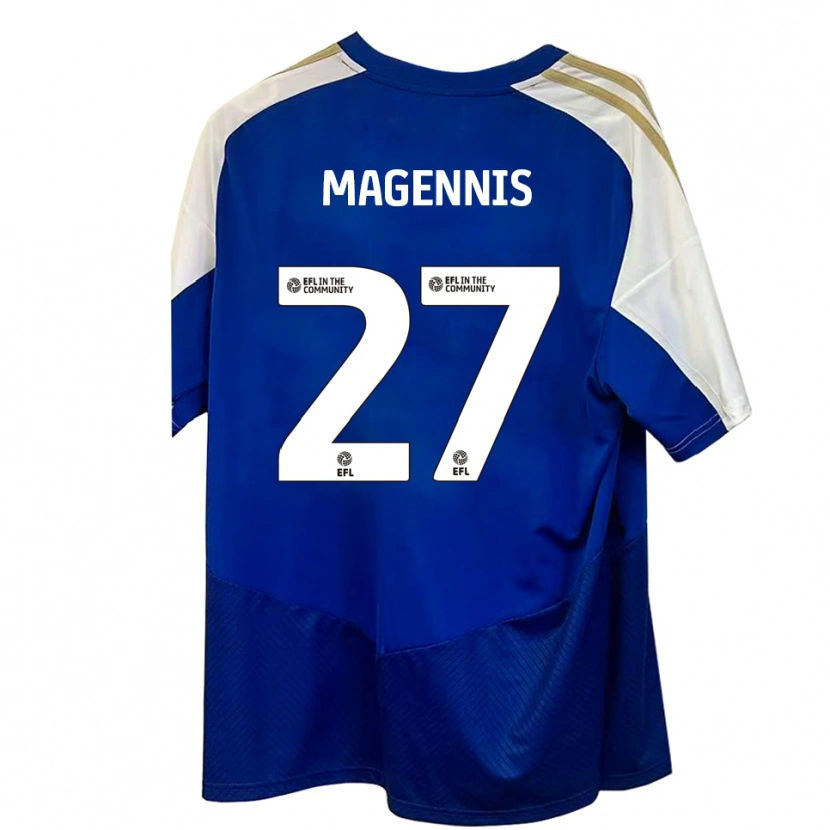 Danxen Mujer Camiseta Josh Magennis #27 Azul Blanco Dorado 2ª Equipación 2025/26 La Camisa