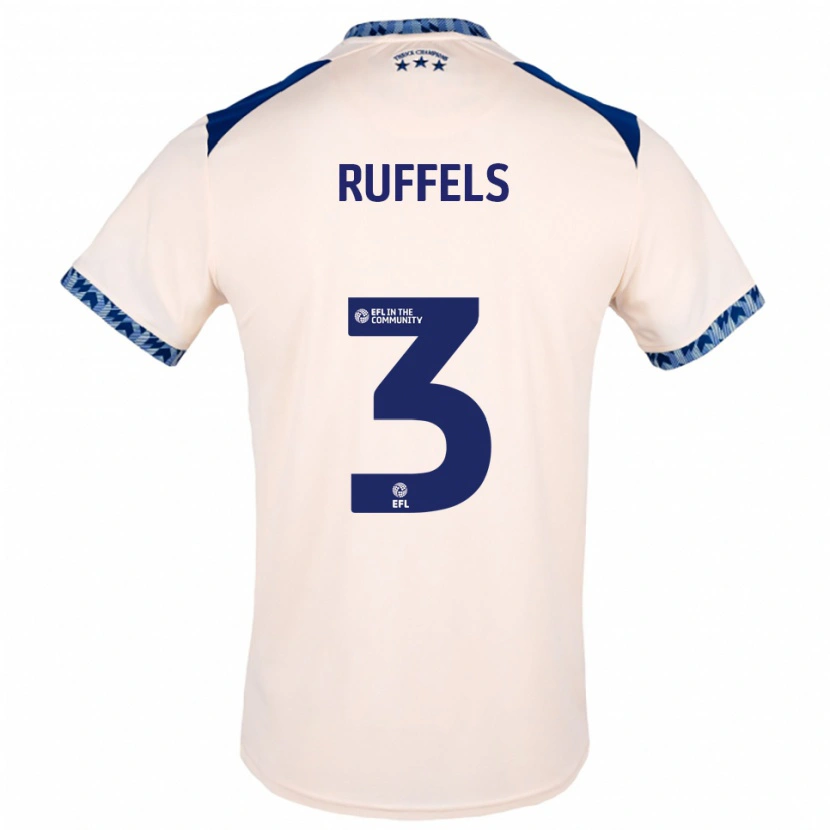 Danxen Mujer Camiseta Josh Ruffels #3 Blanco Hueso Azul Marino 2ª Equipación 2025/26 La Camisa