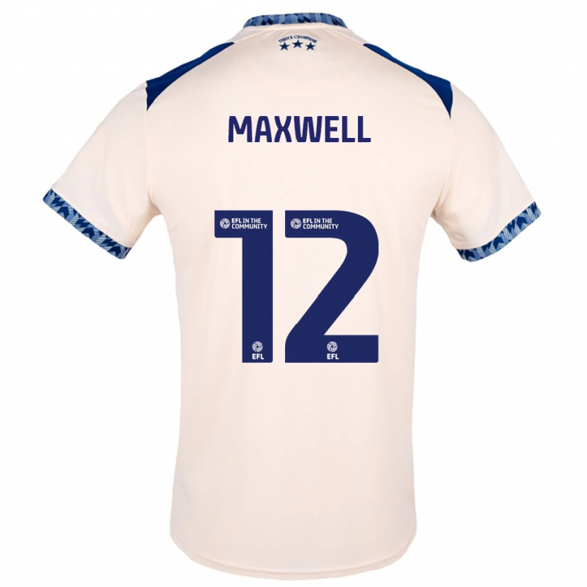 Danxen Mujer Camiseta Chris Maxwell #12 Blanco Hueso Azul Marino 2ª Equipación 2025/26 La Camisa