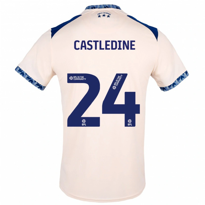 Danxen Mujer Camiseta Leo Castledine #24 Blanco Hueso Azul Marino 2ª Equipación 2025/26 La Camisa