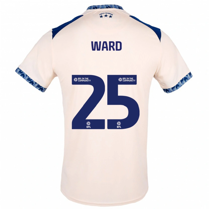 Danxen Mujer Camiseta Danny Ward #25 Blanco Hueso Azul Marino 2ª Equipación 2025/26 La Camisa