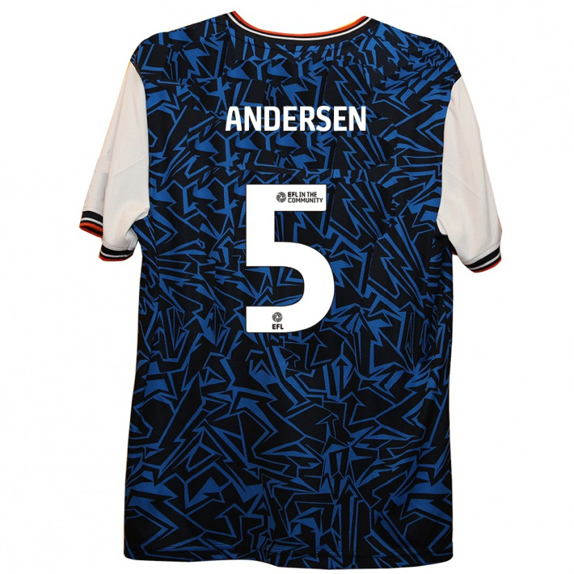 Danxen Mujer Camiseta Mads Andersen #5 Azul Negro Blanco 2ª Equipación 2025/26 La Camisa
