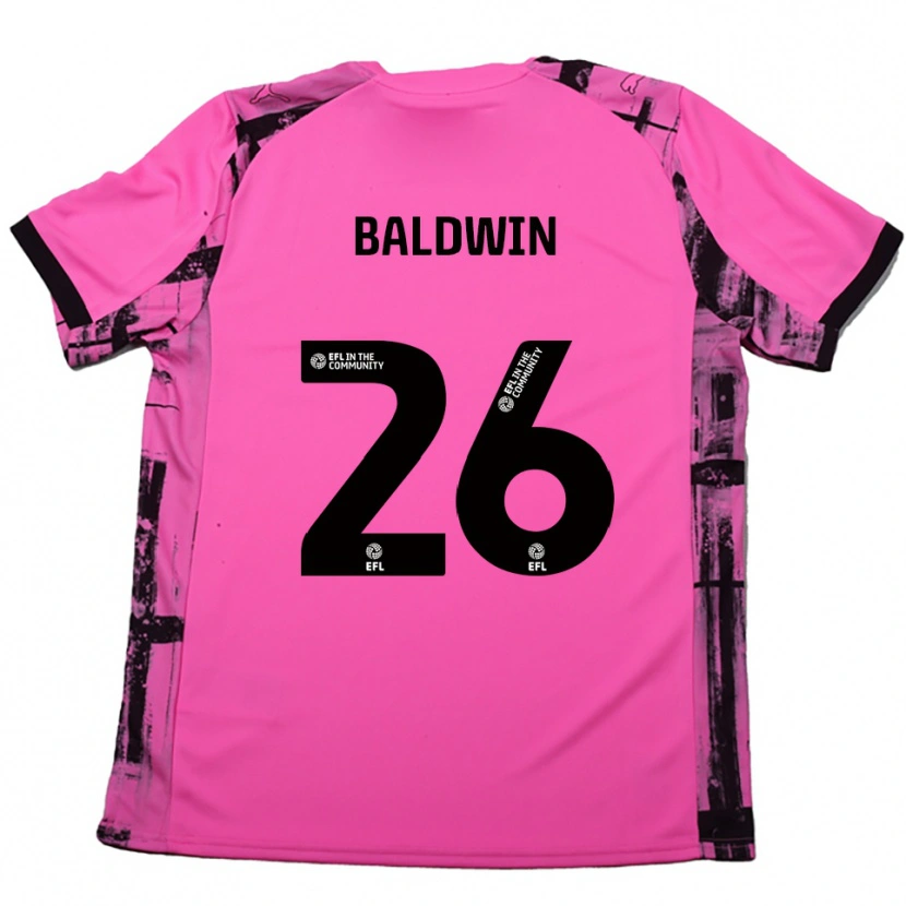 Danxen Mujer Camiseta Jack Baldwin #26 Rojo Rosado Negro 2ª Equipación 2025/26 La Camisa