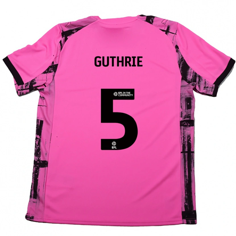 Danxen Mujer Camiseta Jon Guthrie #5 Rojo Rosado Negro 2ª Equipación 2025/26 La Camisa