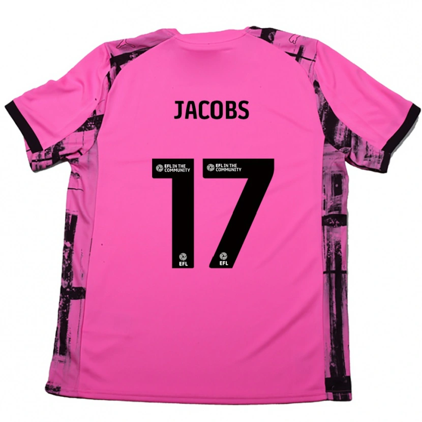 Danxen Mujer Camiseta Michael Jacobs #17 Rojo Rosado Negro 2ª Equipación 2025/26 La Camisa