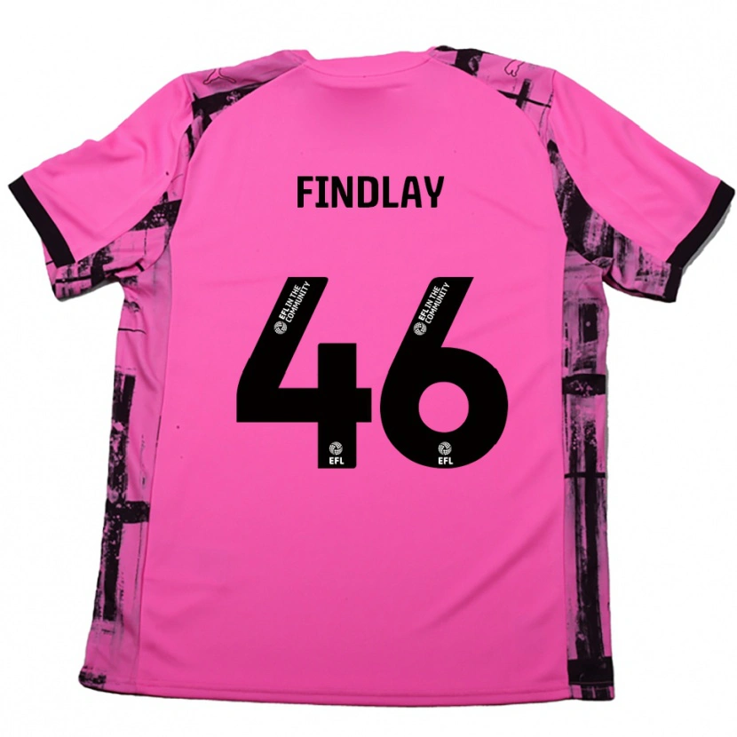Danxen Mujer Camiseta Freddie Findlay #46 Rojo Rosado Negro 2ª Equipación 2025/26 La Camisa