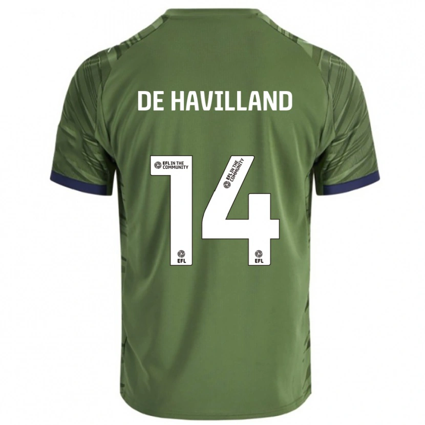 Danxen Mujer Camiseta Ryan De Havilland #14 Verde Blanco 2ª Equipación 2025/26 La Camisa