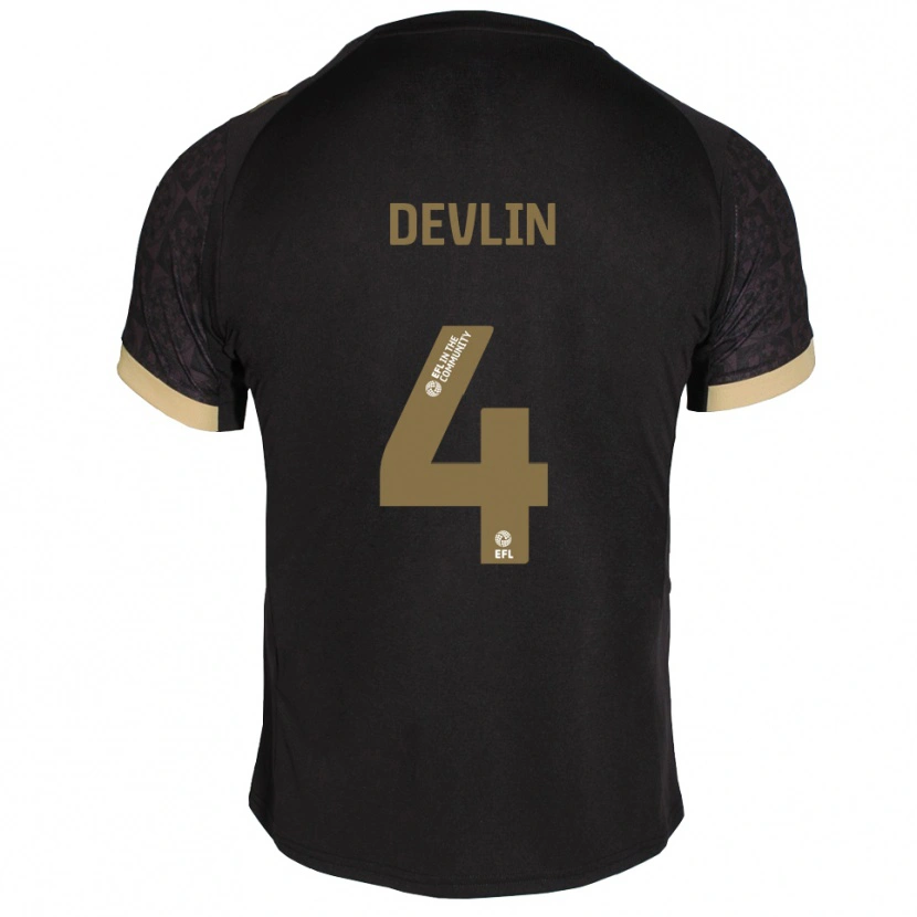 Danxen Mujer Camiseta Billy Devlin #4 Negro Dorado 2ª Equipación 2025/26 La Camisa