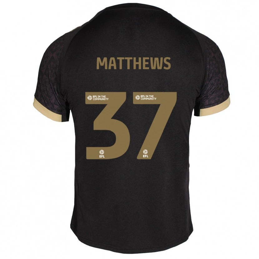 Danxen Mujer Camiseta Jack Matthews #37 Negro Dorado 2ª Equipación 2025/26 La Camisa
