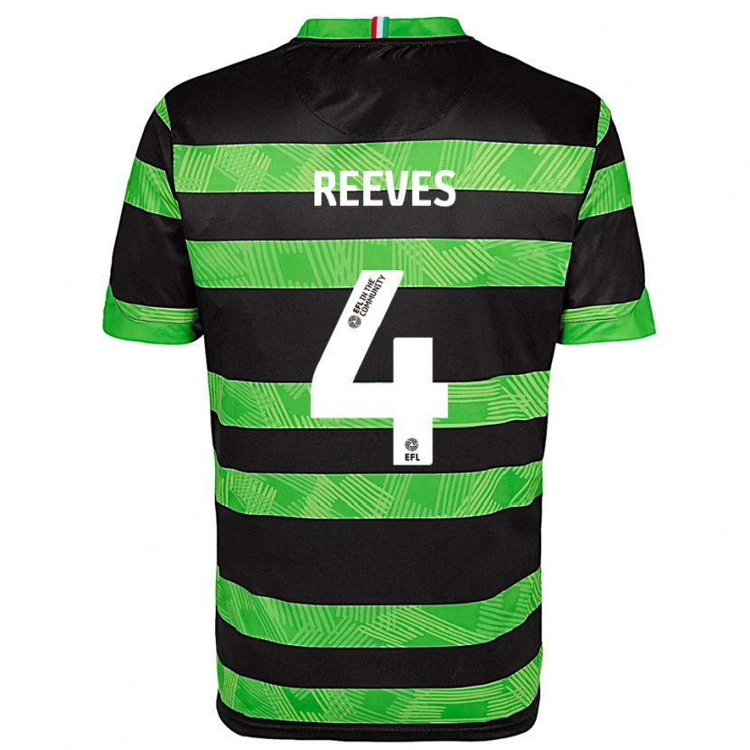Danxen Mujer Camiseta Jake Reeves #4 Negro Verde 2ª Equipación 2025/26 La Camisa