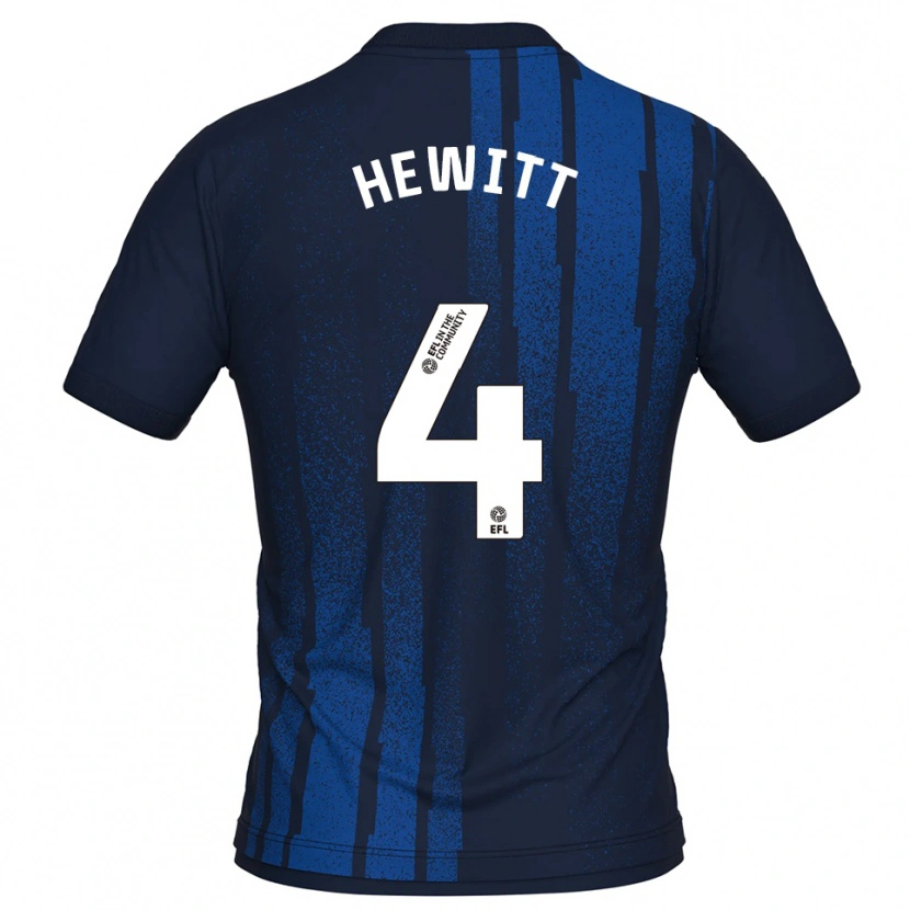 Danxen Mujer Camiseta Elliott Hewitt #4 Azul Marino Blanco 2ª Equipación 2025/26 La Camisa