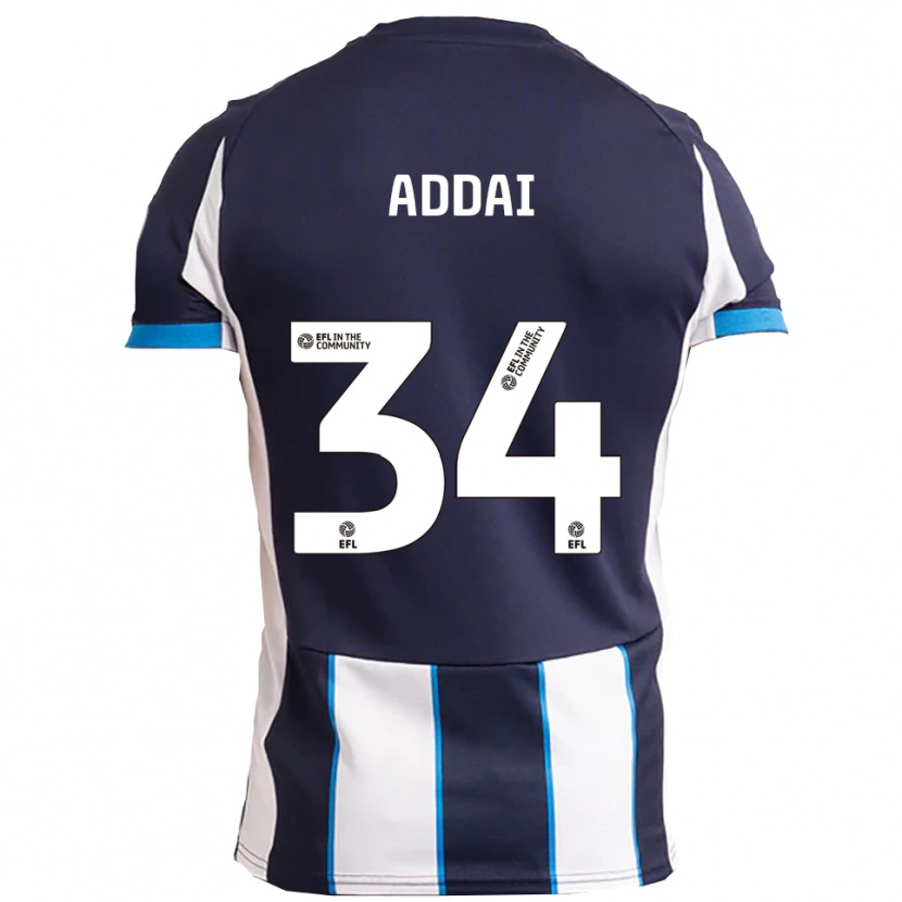 Danxen Mujer Camiseta Corey Addai #34 Blanco Azul Marino 2ª Equipación 2025/26 La Camisa