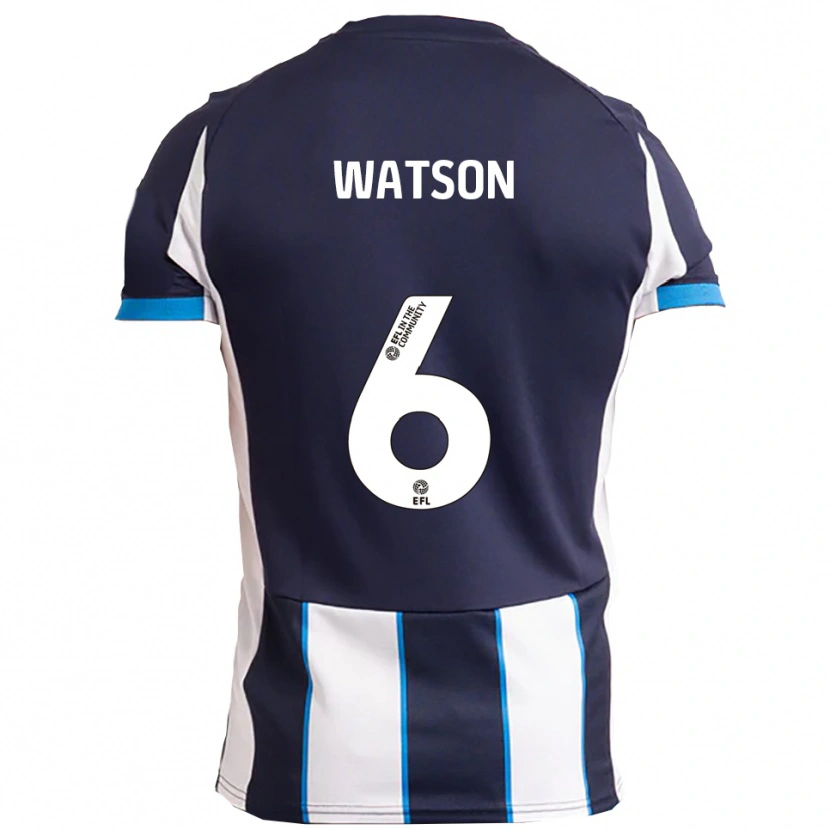 Danxen Mujer Camiseta Rhys Watson #6 Blanco Azul Marino 2ª Equipación 2025/26 La Camisa