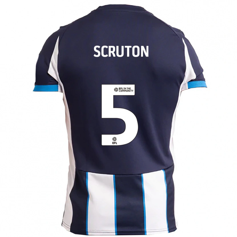 Danxen Mujer Camiseta Callum Scruton #5 Blanco Azul Marino 2ª Equipación 2025/26 La Camisa