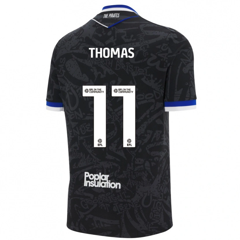 Danxen Mujer Camiseta Luke Thomas #11 Negro Blanco 2ª Equipación 2025/26 La Camisa