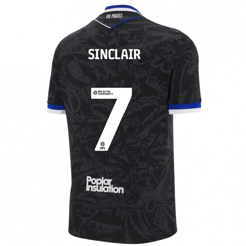 Danxen Mujer Camiseta Scott Sinclair #7 Negro Blanco 2ª Equipación 2025/26 La Camisa