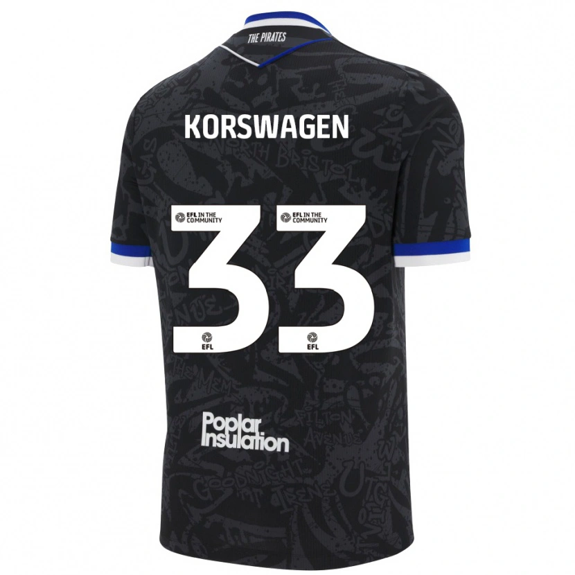 Danxen Mujer Camiseta Mattijis Korswagen #33 Negro Blanco 2ª Equipación 2025/26 La Camisa