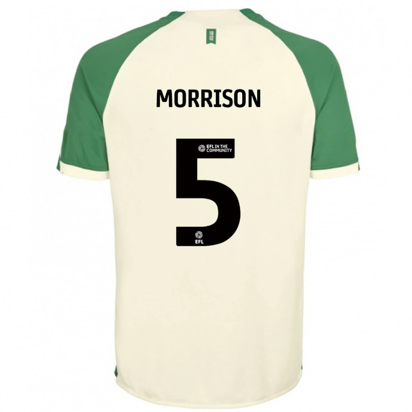 Danxen Mujer Camiseta Michael Morrison #5 Blanco Hueso Verde 2ª Equipación 2025/26 La Camisa