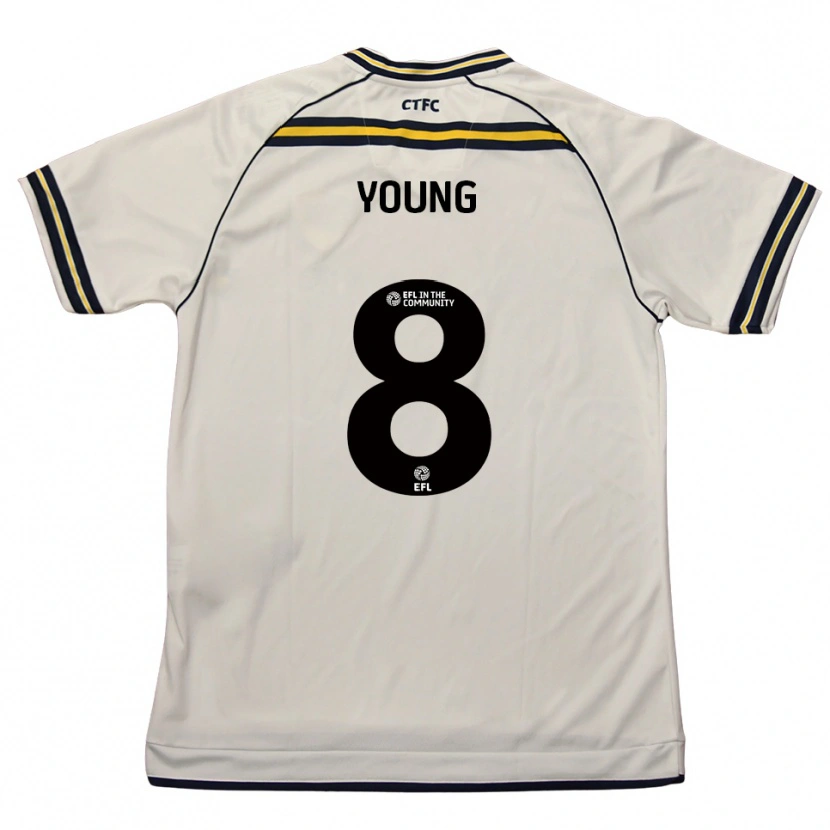 Danxen Mujer Camiseta Luke Young #8 Blanco Azul Marino 2ª Equipación 2025/26 La Camisa
