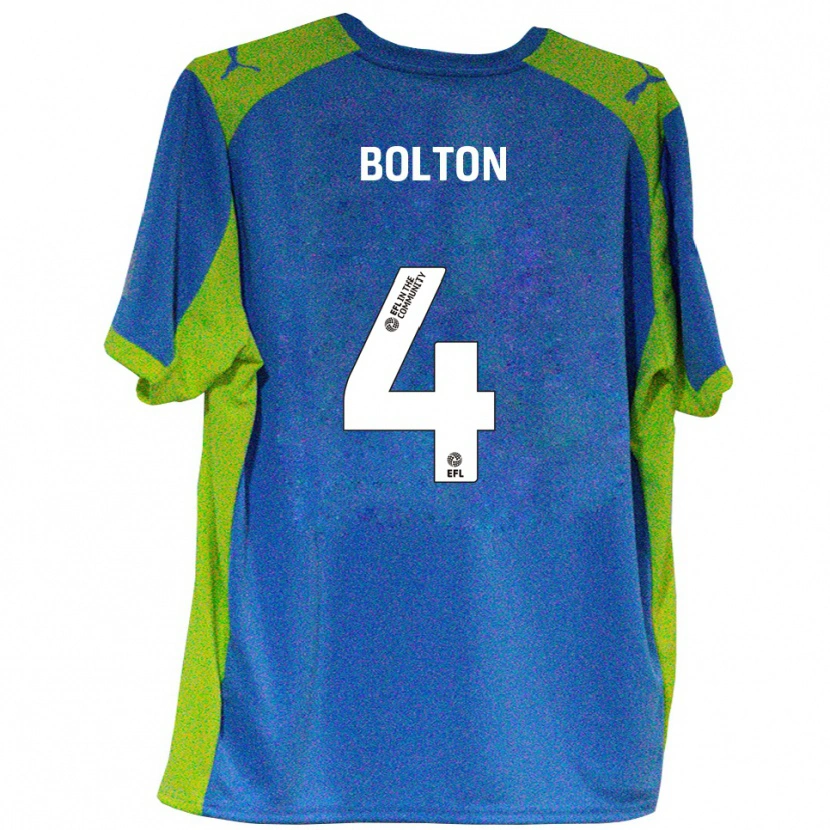 Danxen Mujer Camiseta James Bolton #4 Celeste Amarillo 2ª Equipación 2025/26 La Camisa