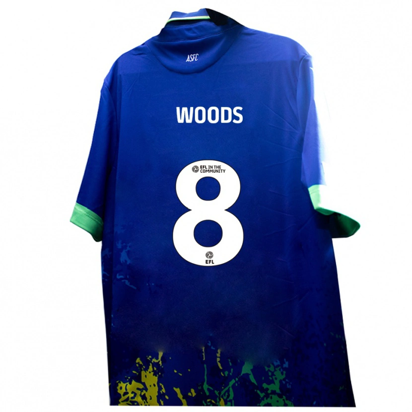 Danxen Mujer Camiseta Ben Woods #8 Azul Amarillo 2ª Equipación 2025/26 La Camisa