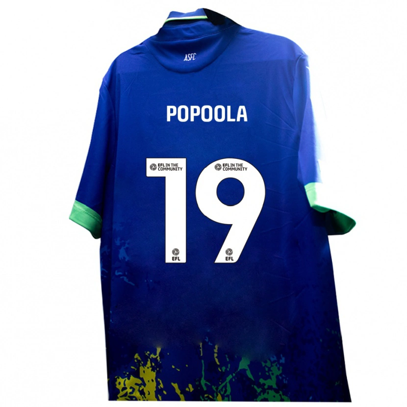 Danxen Mujer Camiseta Anjola Popoola #19 Azul Amarillo 2ª Equipación 2025/26 La Camisa