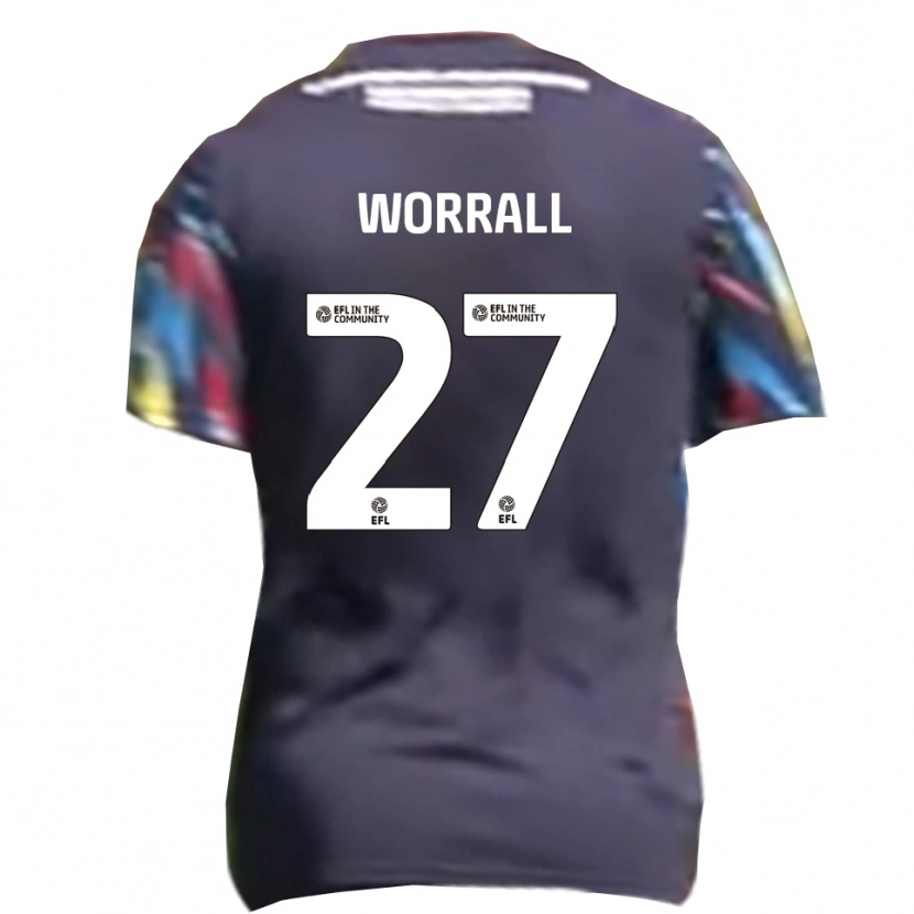 Danxen Mujer Camiseta David Worrall #27 Azul Marino Amarillo Rojo 2ª Equipación 2025/26 La Camisa