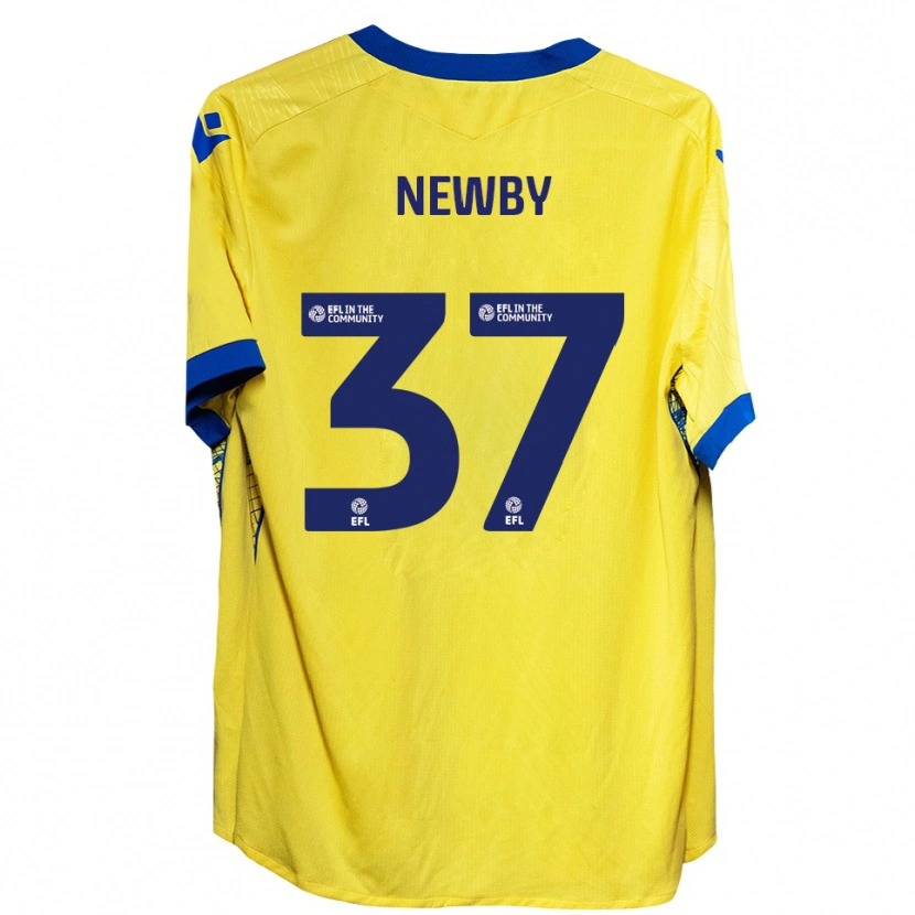 Danxen Mujer Camiseta Alfie Newby #37 Amarillo Azul 2ª Equipación 2025/26 La Camisa