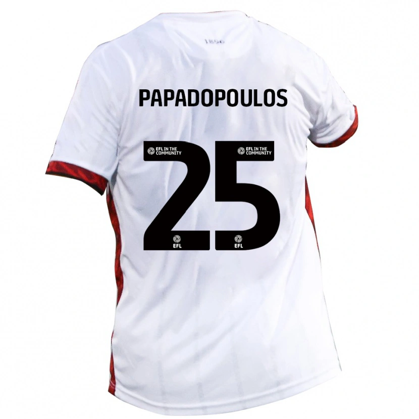 Danxen Mujer Camiseta Antony Papadopoulos #25 Blanco Rojo Negro 2ª Equipación 2025/26 La Camisa