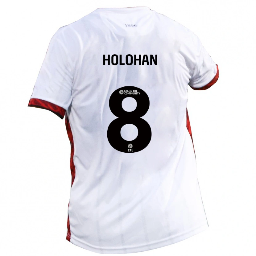 Danxen Mujer Camiseta Gavan Holohan #8 Blanco Rojo Negro 2ª Equipación 2025/26 La Camisa