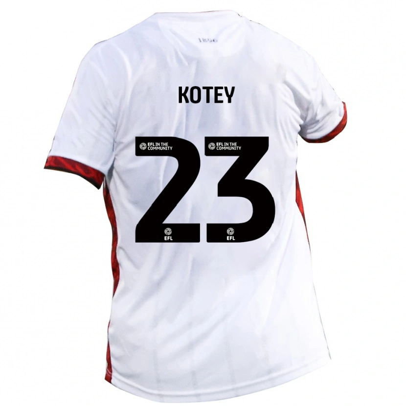Danxen Mujer Camiseta Fate Kotey #23 Blanco Rojo Negro 2ª Equipación 2025/26 La Camisa