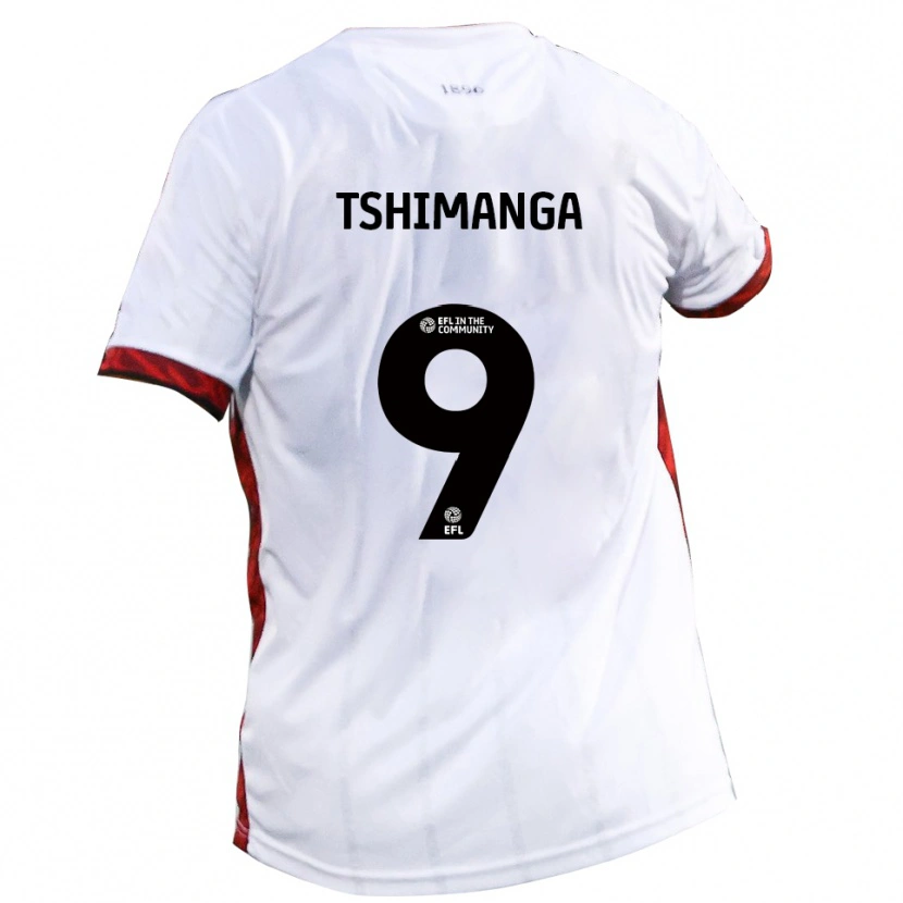 Danxen Mujer Camiseta Kabongo Tshimanga #9 Blanco Rojo Negro 2ª Equipación 2025/26 La Camisa
