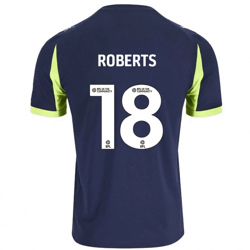 Danxen Mujer Camiseta Ethan Roberts #18 Azul Marino Verde Fluorescente 2ª Equipación 2025/26 La Camisa