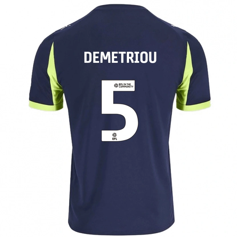 Danxen Mujer Camiseta Mickey Demetriou #5 Azul Marino Verde Fluorescente 2ª Equipación 2025/26 La Camisa