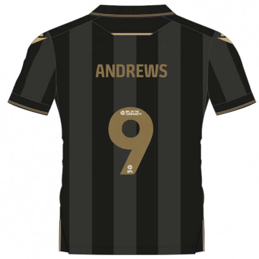 Danxen Mujer Camiseta Josh Andrews #9 Negro Dorado 2ª Equipación 2025/26 La Camisa
