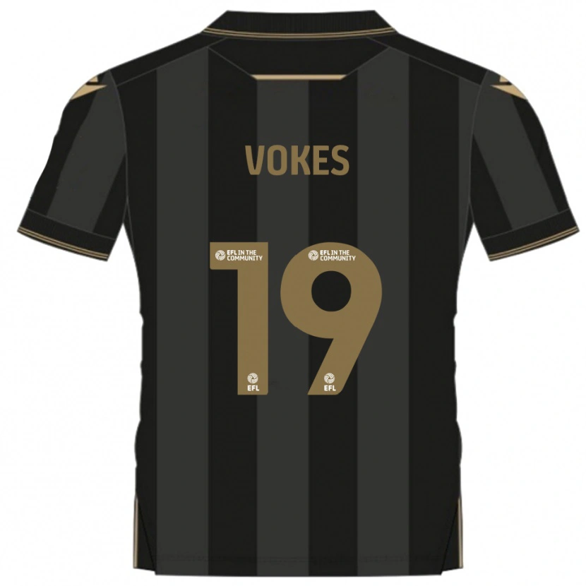 Danxen Mujer Camiseta Sam Vokes #19 Negro Dorado 2ª Equipación 2025/26 La Camisa