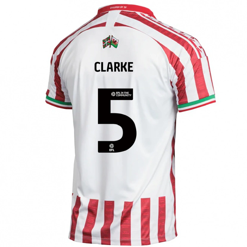 Danxen Mujer Camiseta James Clarke #5 Rojo Blanco 2ª Equipación 2025/26 La Camisa