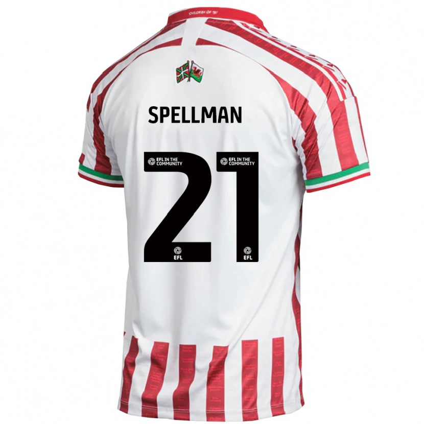 Danxen Mujer Camiseta Michael Spellman #21 Rojo Blanco 2ª Equipación 2025/26 La Camisa