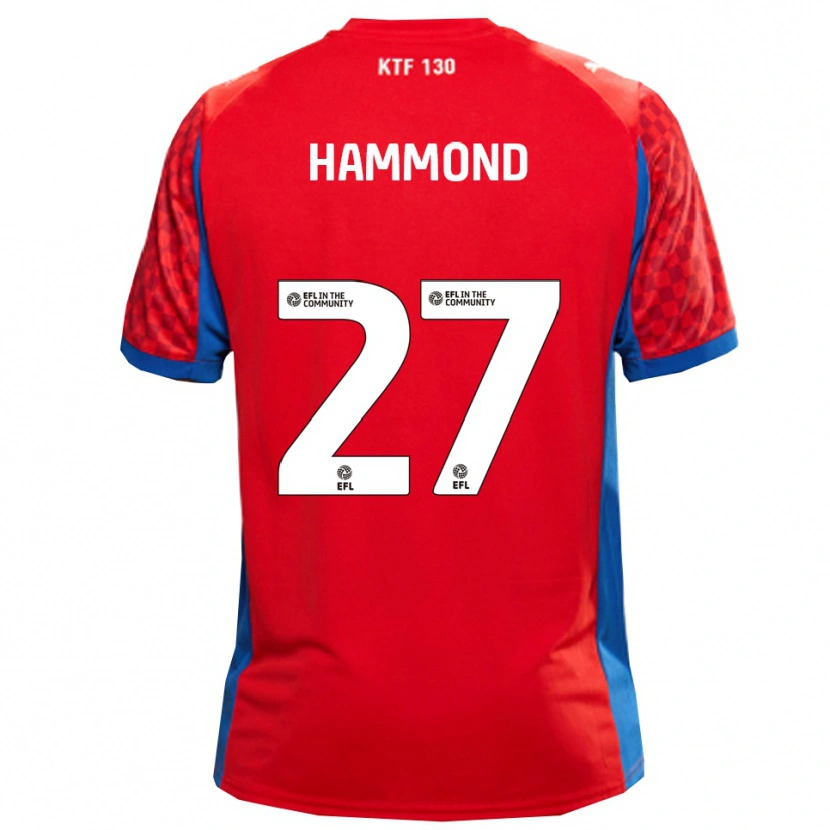 Danxen Mujer Camiseta Oliver Hammond #27 Rojo Azul 2ª Equipación 2025/26 La Camisa