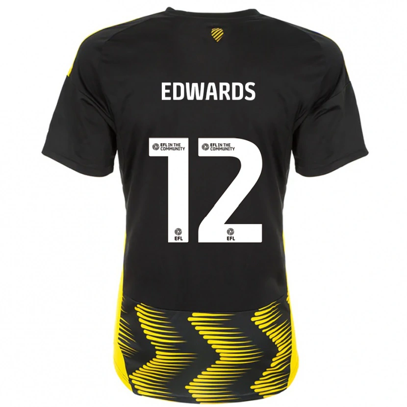 Danxen Mujer Camiseta Tom Edwards #12 Negro Amarillo 2ª Equipación 2025/26 La Camisa