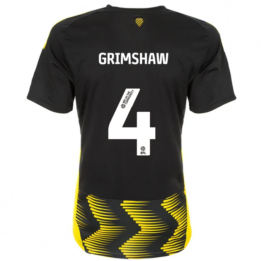 Danxen Mujer Camiseta Niamh Grimshaw #4 Negro Amarillo 2ª Equipación 2025/26 La Camisa