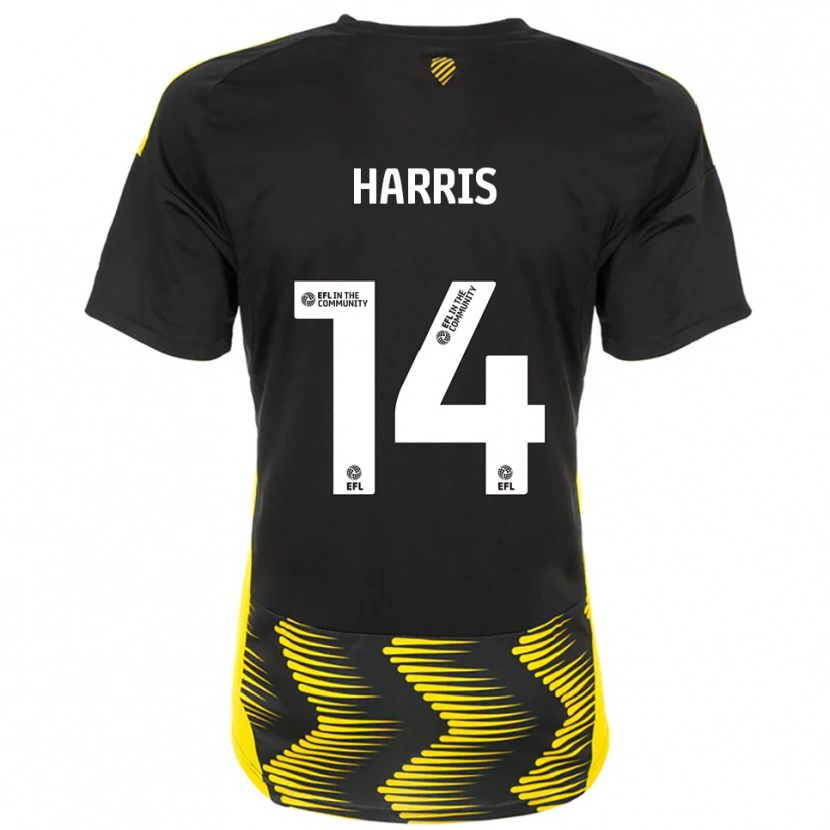 Danxen Mujer Camiseta Kadeem Harris #14 Negro Amarillo 2ª Equipación 2025/26 La Camisa