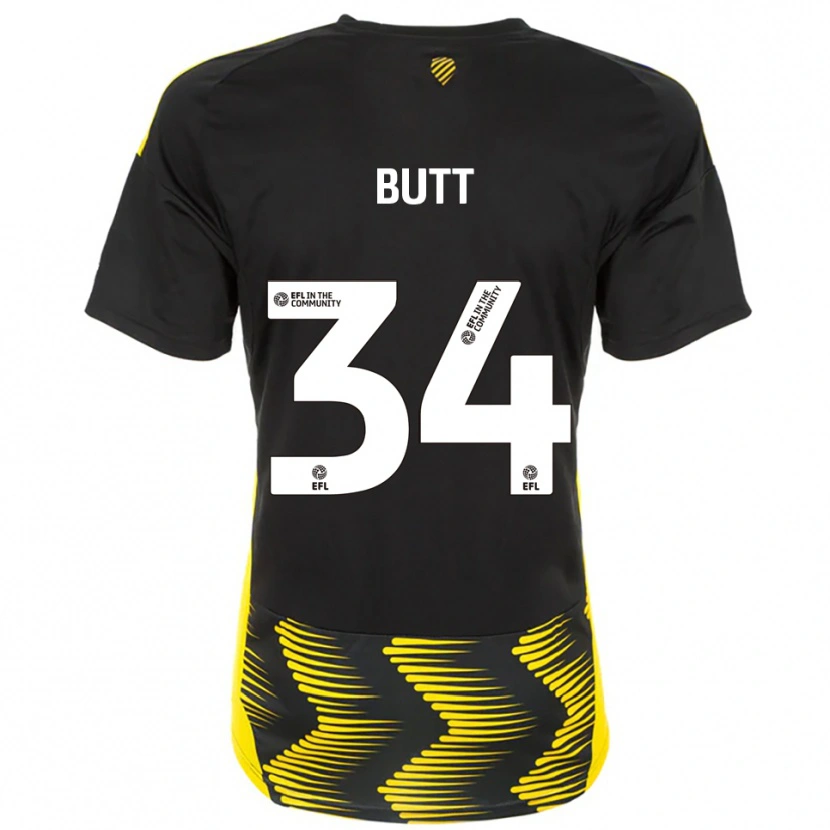 Danxen Mujer Camiseta Ruben Butt #34 Negro Amarillo 2ª Equipación 2025/26 La Camisa