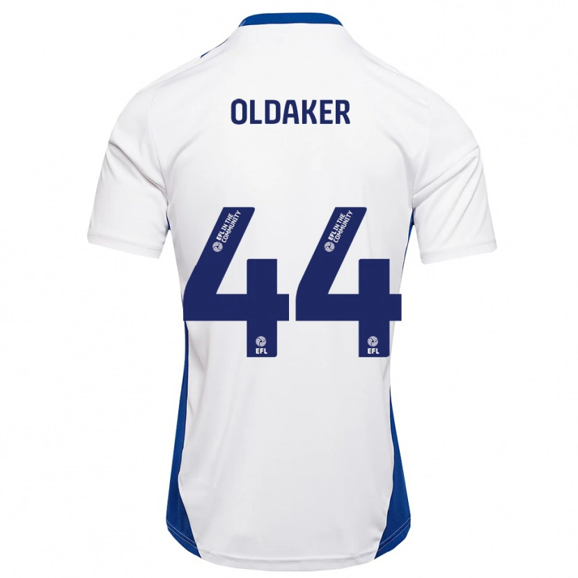 Danxen Mujer Camiseta Darren Oldaker #44 Blanco Azul 2ª Equipación 2025/26 La Camisa
