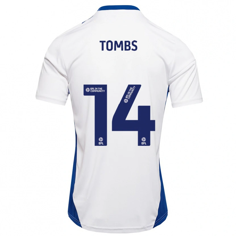 Danxen Mujer Camiseta Finlay Tombs #14 Blanco Azul 2ª Equipación 2025/26 La Camisa