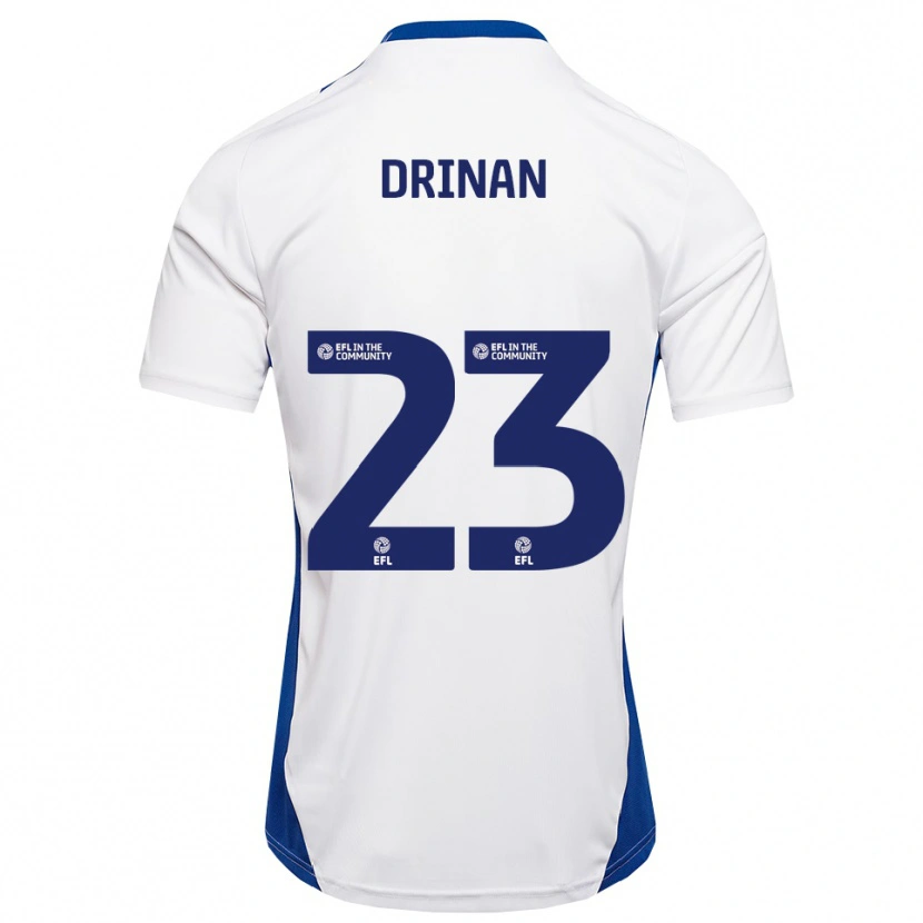 Danxen Mujer Camiseta Aaron Drinan #23 Blanco Azul 2ª Equipación 2025/26 La Camisa